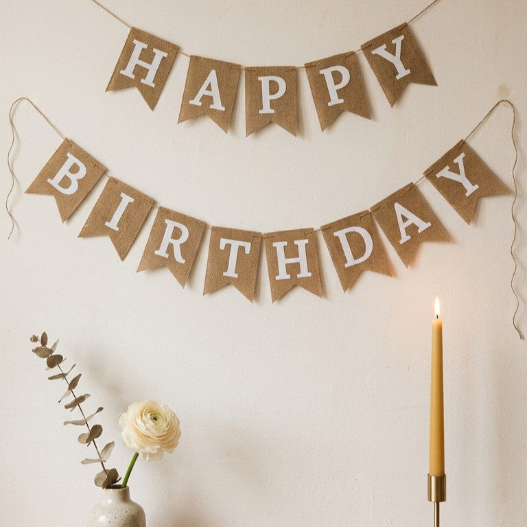 Burlap Happy Birthday Banner