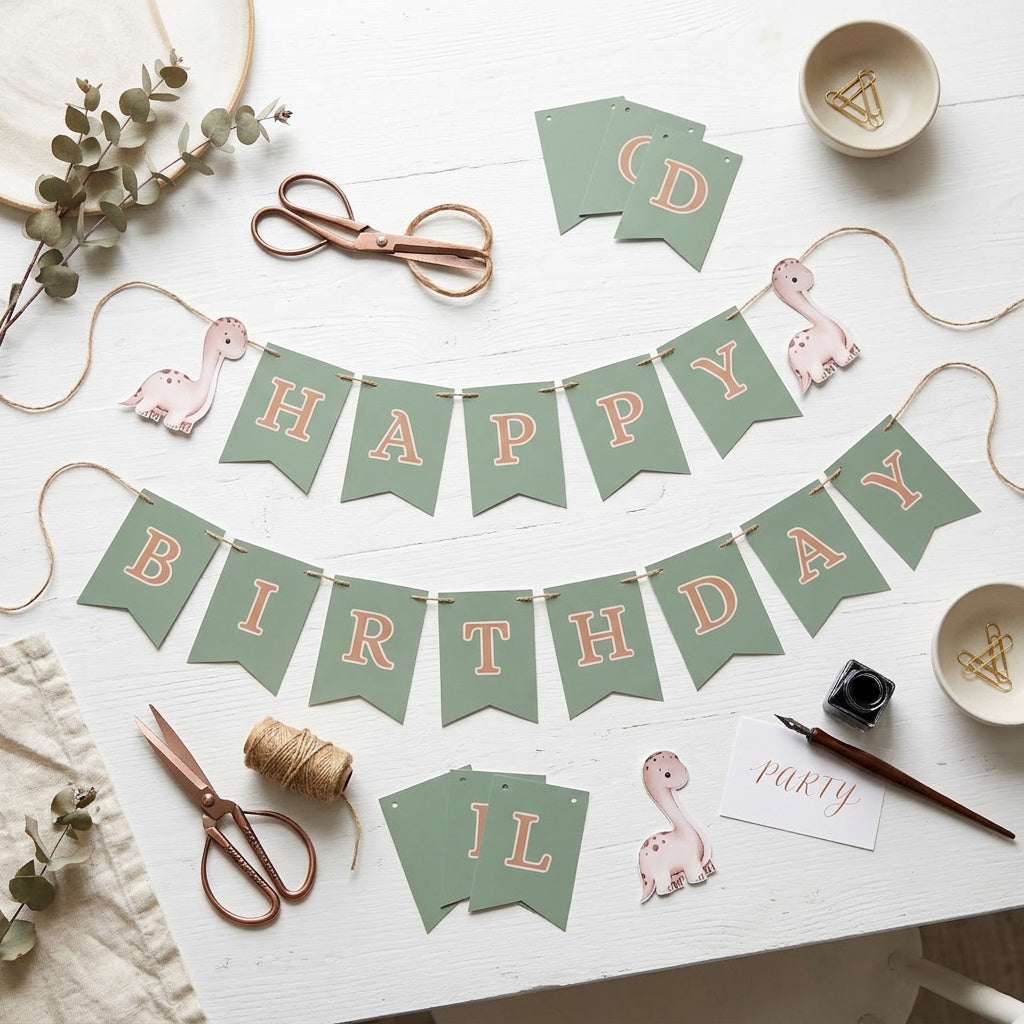 Pastel Green Dino Banner