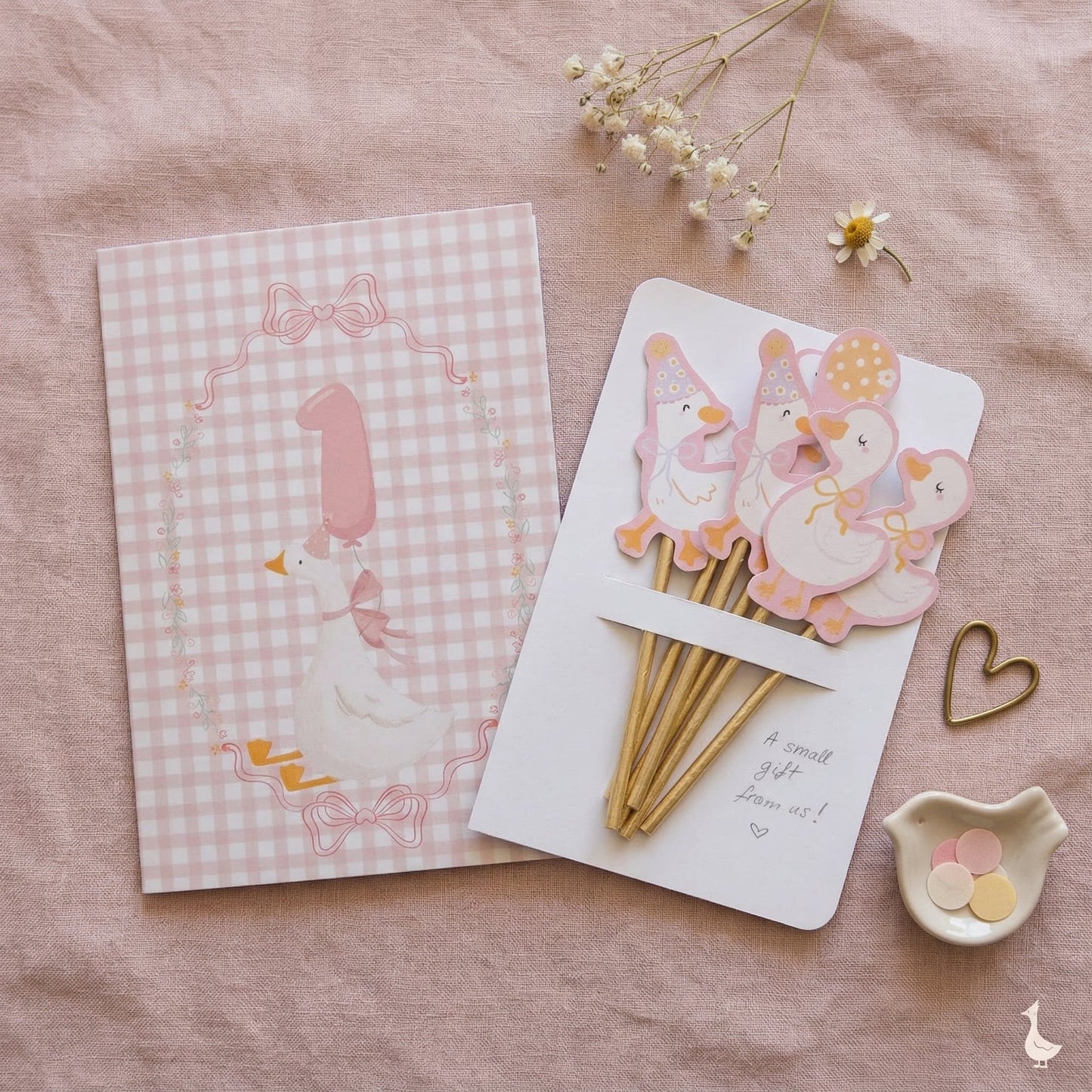 Pastel Pink Goose Greeting Card