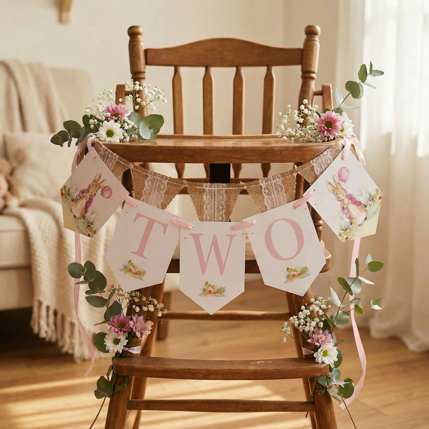 Pink Petter Rabbit High Chair