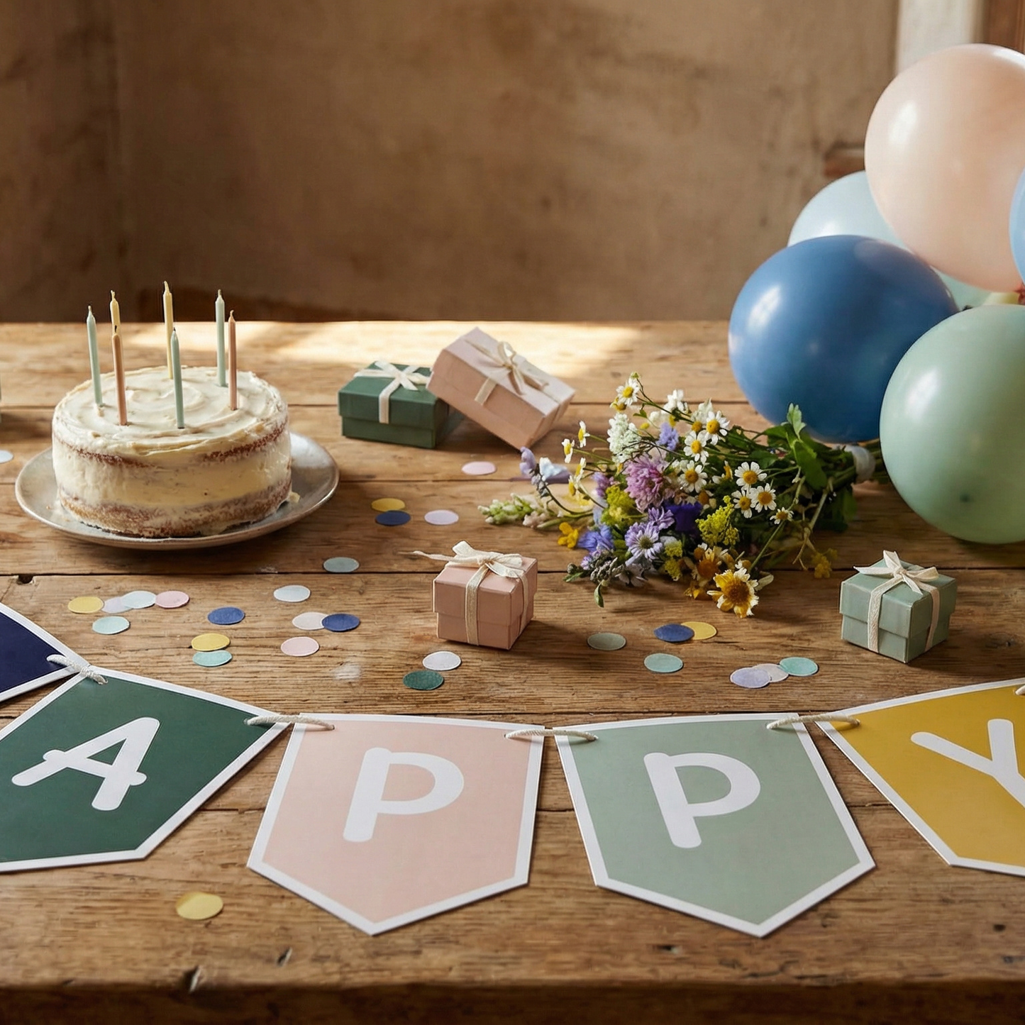 Earthy Tones Happy Birthday Banner