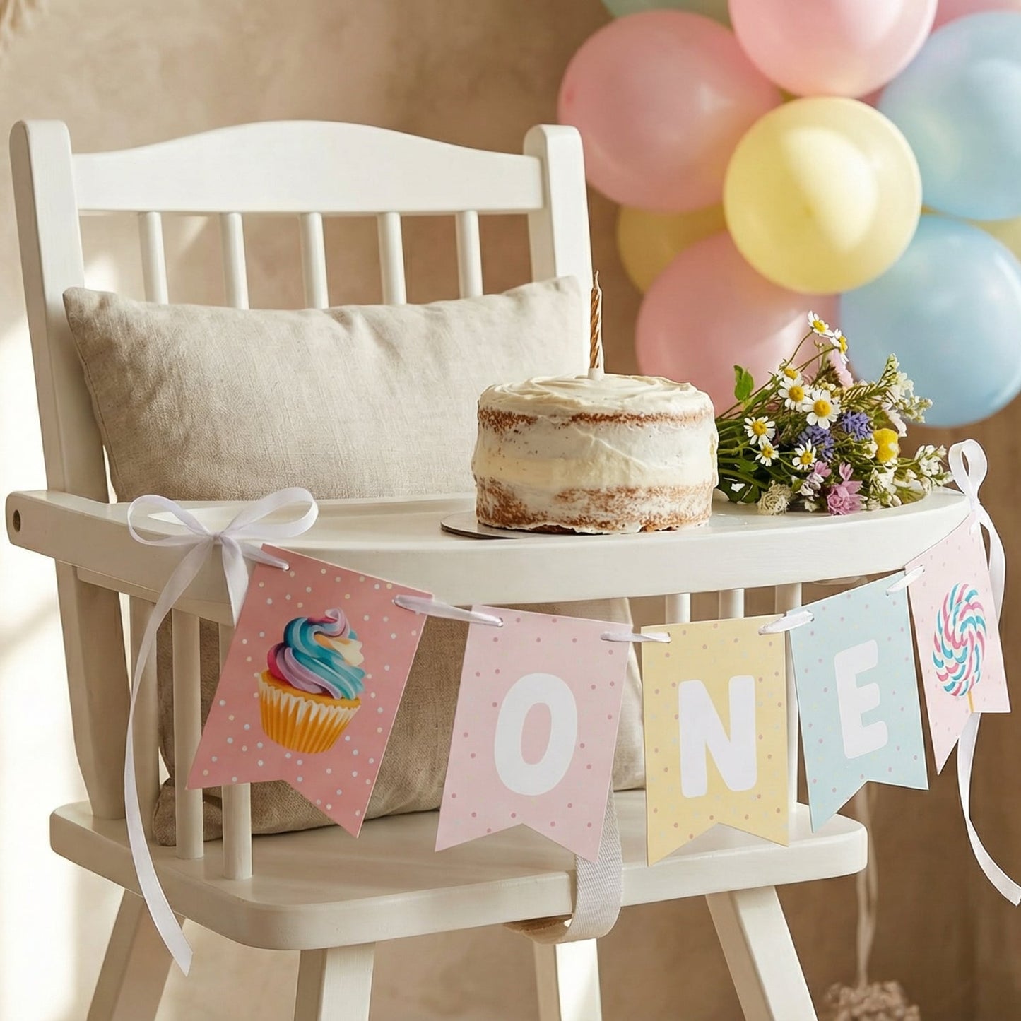 One Highchair Banner Cupcake
