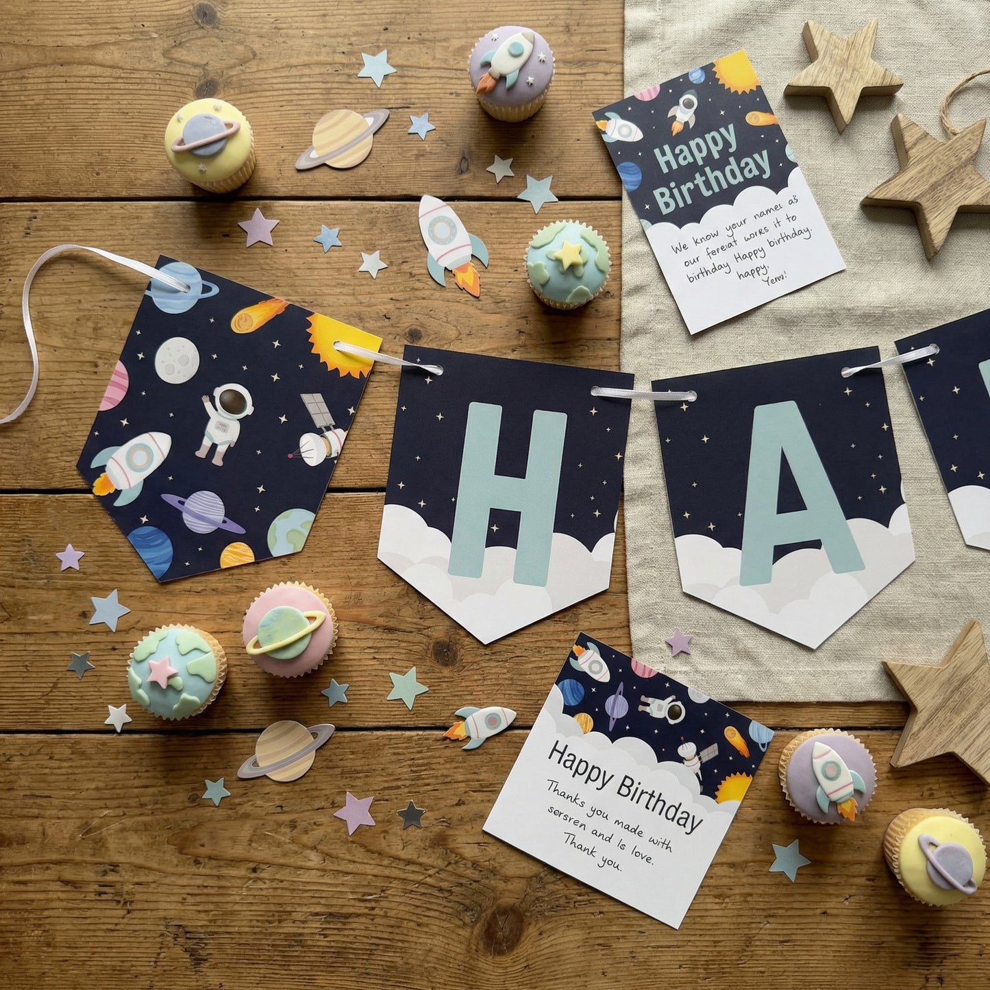 Space Happy Birthday Banner