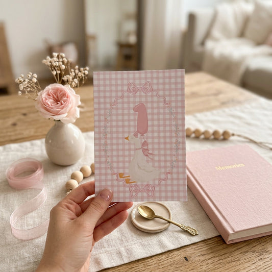 Pastel Pink Goose Greeting Card