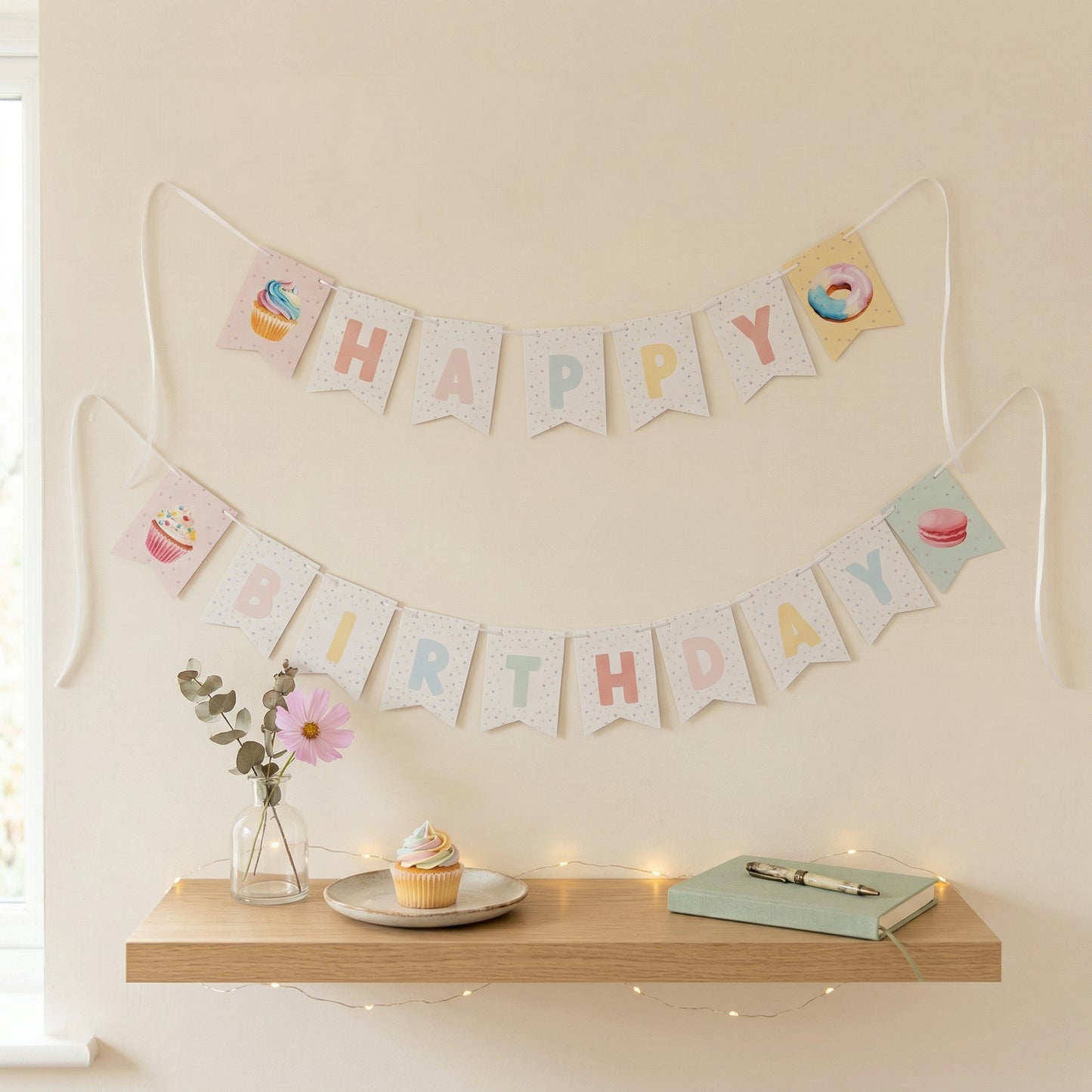 Colorful Cupcake Birthday Banner