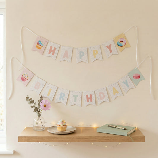 Colorful Cupcake Birthday Banner