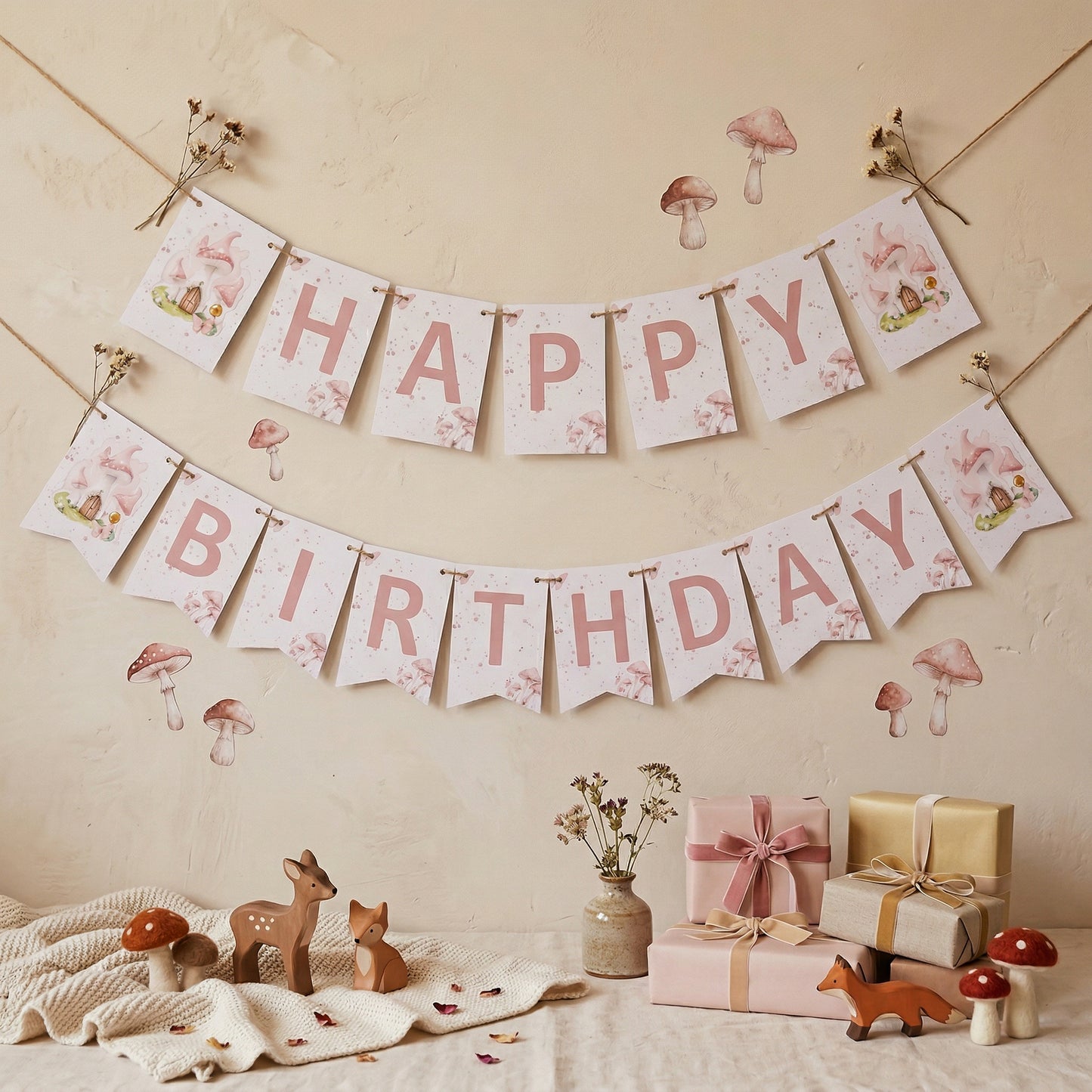 Mushroom Birthday Banner