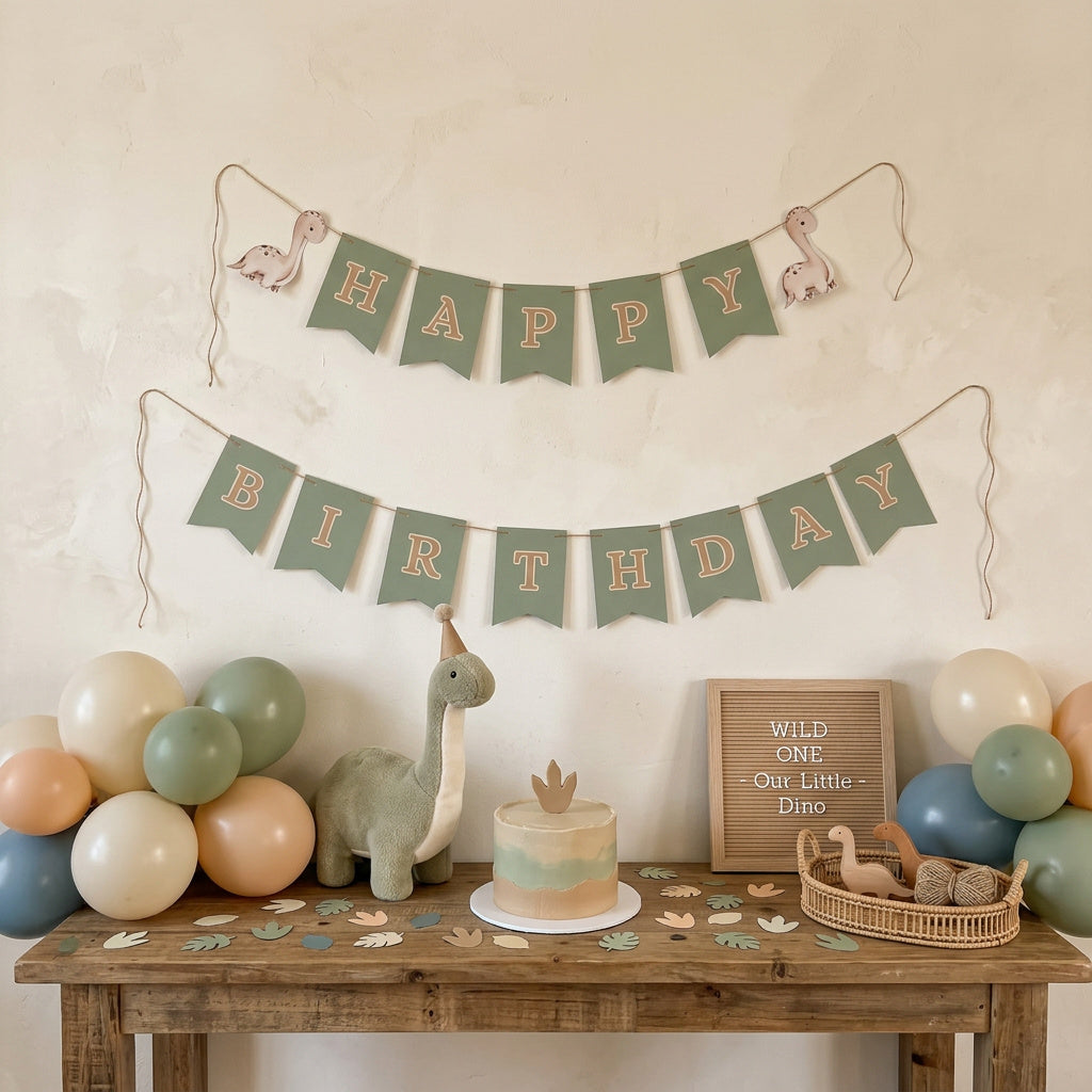 Pastel Green Dino Banner