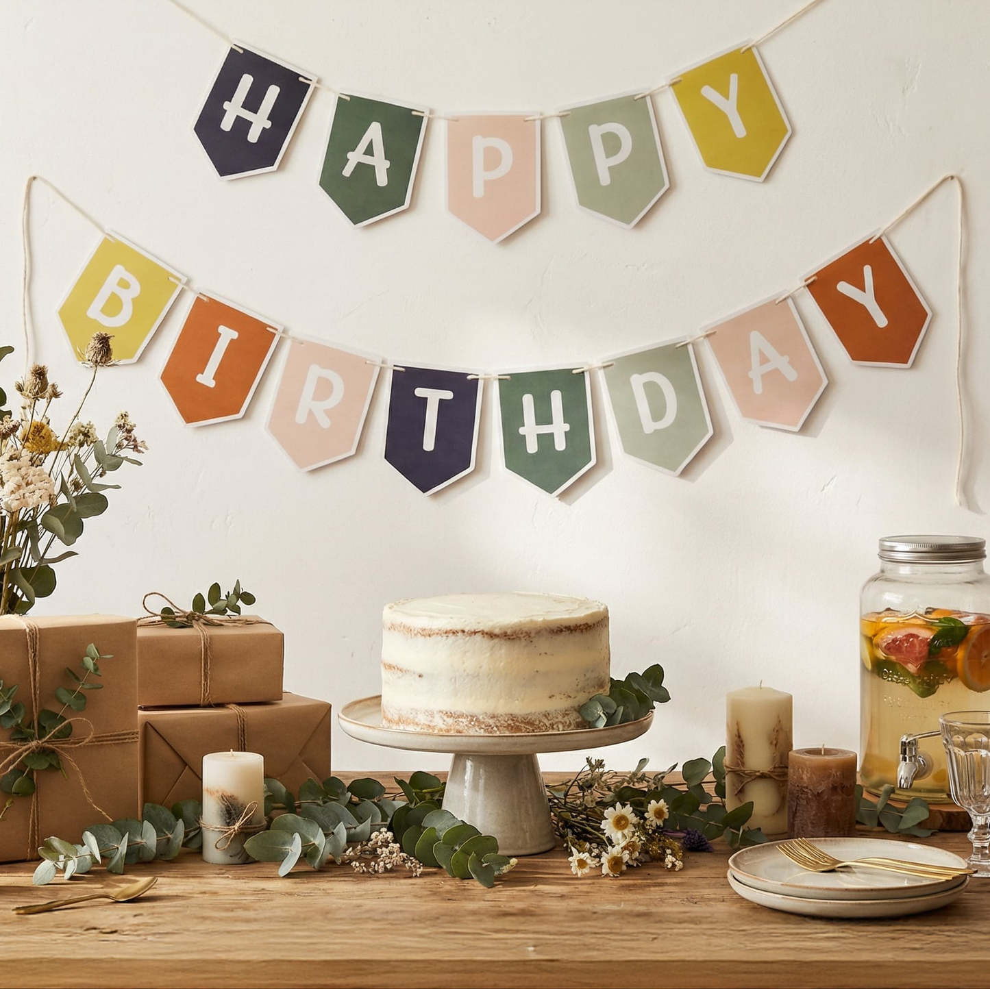 Earthy Tones Happy Birthday Banner
