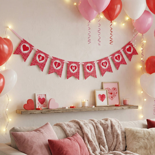 Pink Hearts Valentines Banner