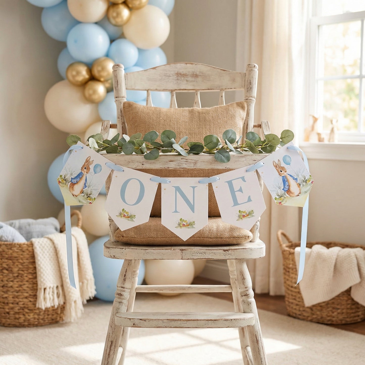 Blue Petter Rabbit High Chair
