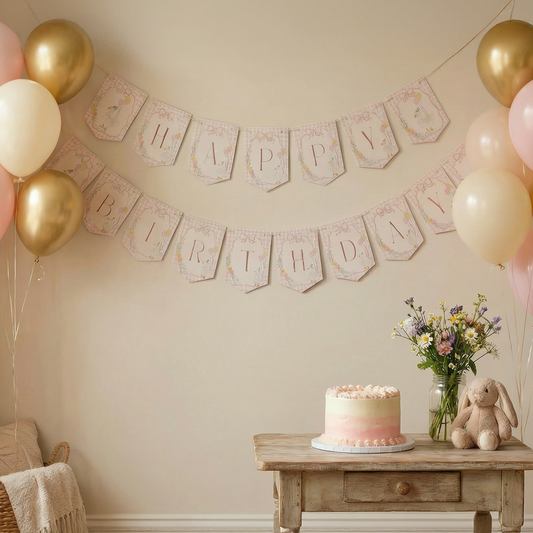 Pastel Pink Gosse Birthday Banner