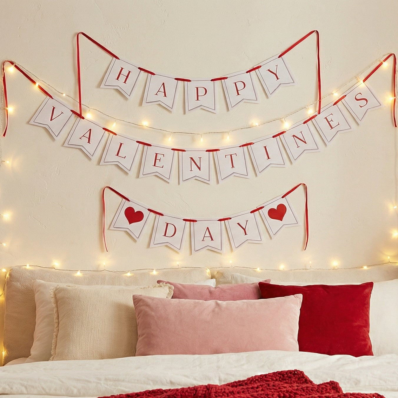 White & Red Valentines Day Banner