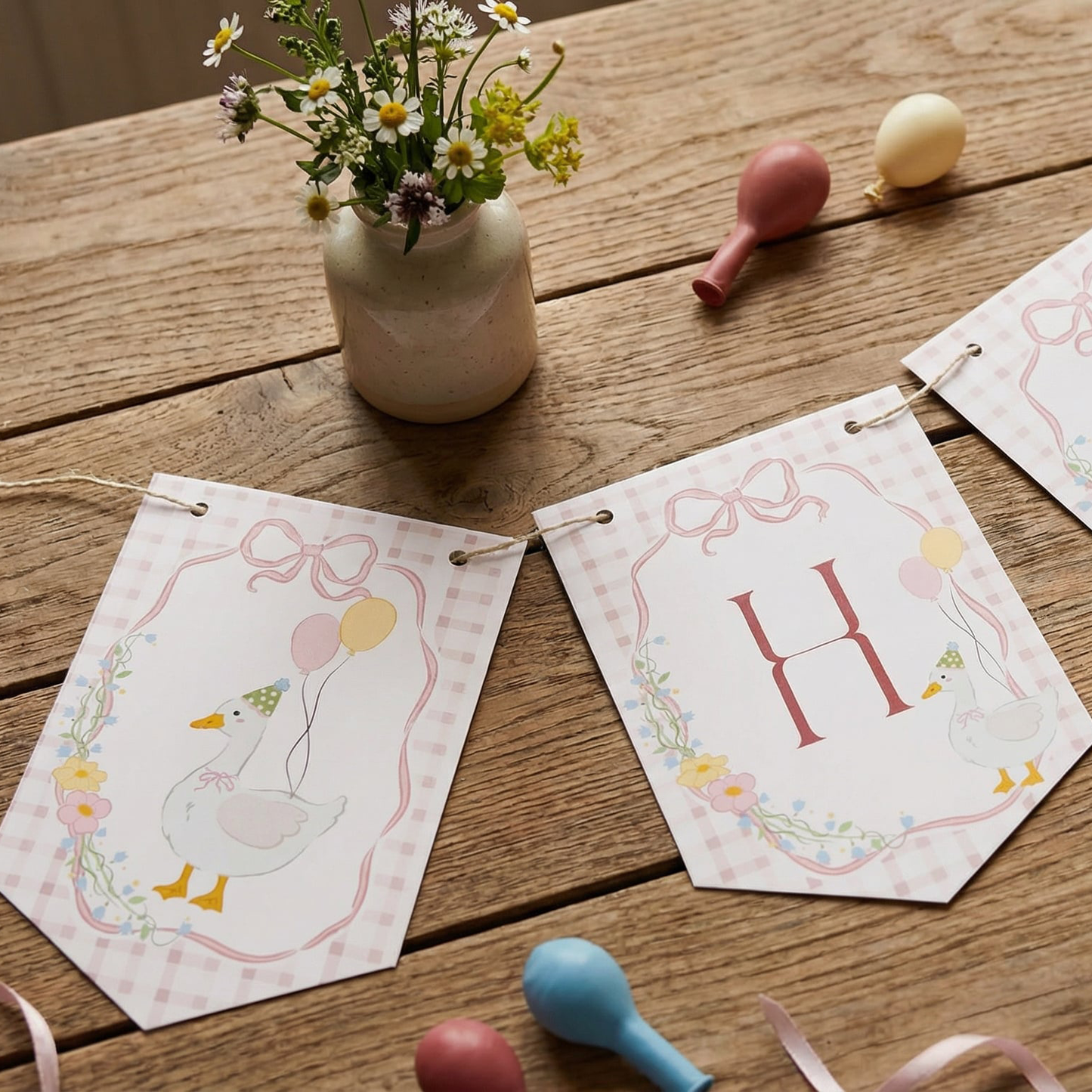 Pastel Pink Gosse Birthday Banner