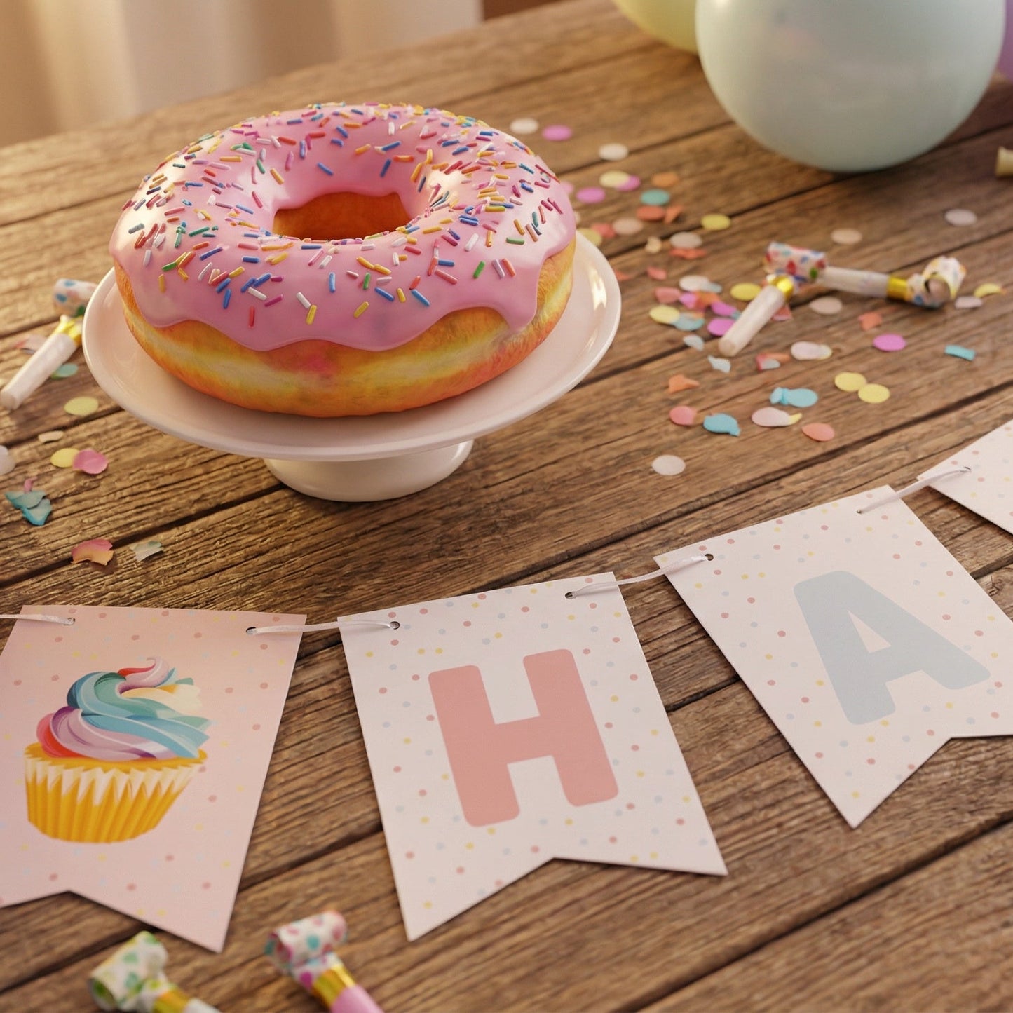 Colorful Cupcake Birthday Banner