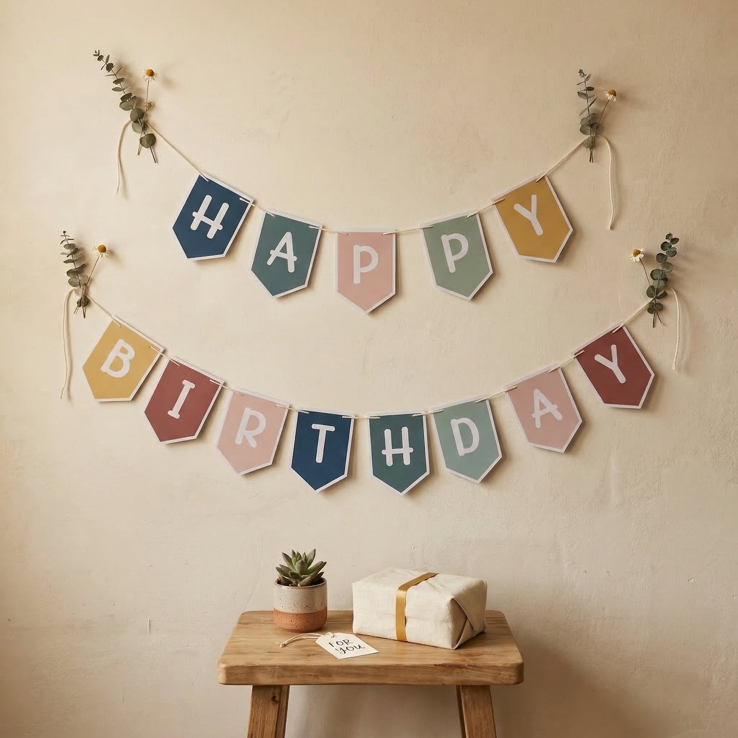 Earthy Tones Happy Birthday Banner
