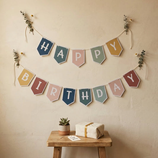 Earthy Tones Happy Birthday Banner