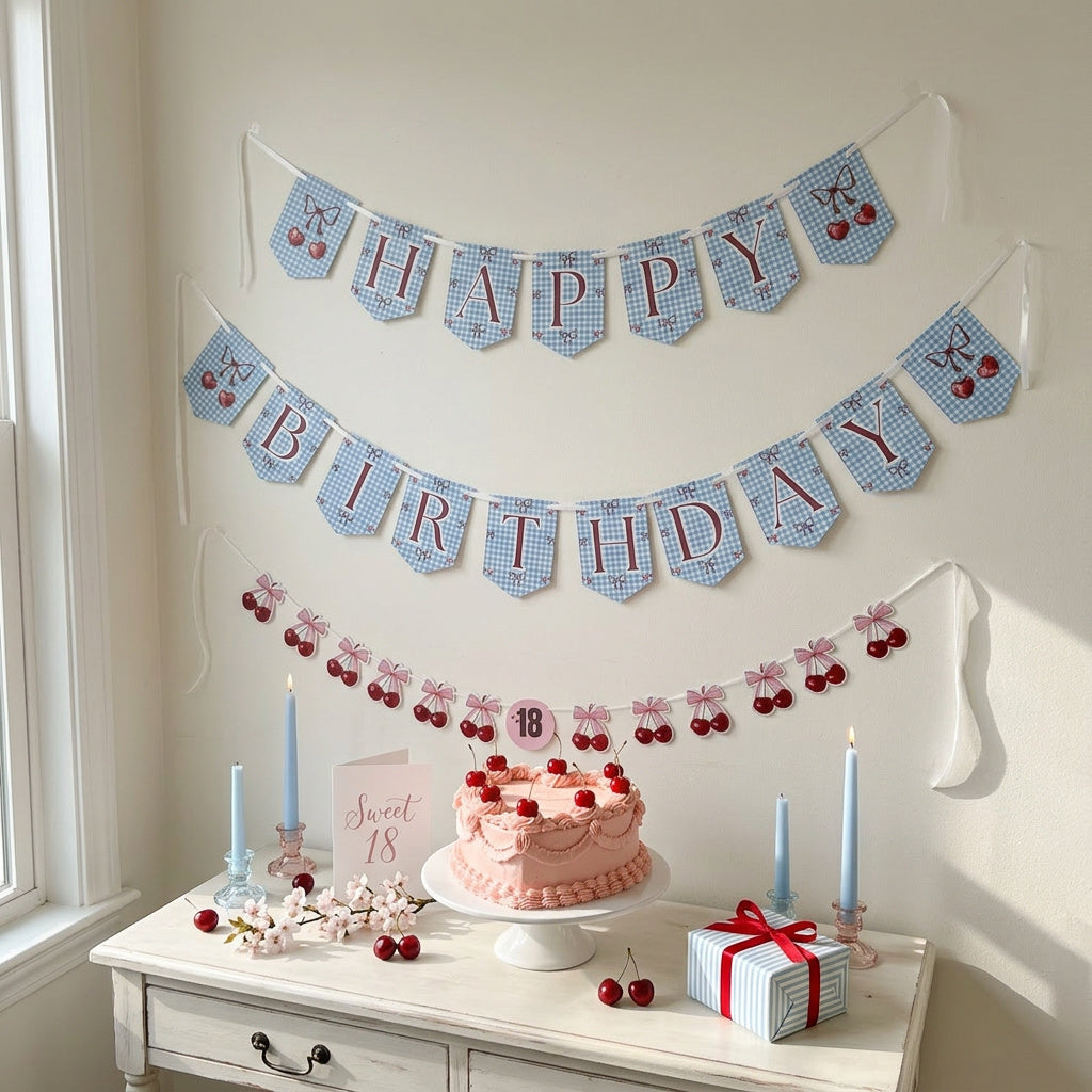 Cherry Happy Birthday Banner